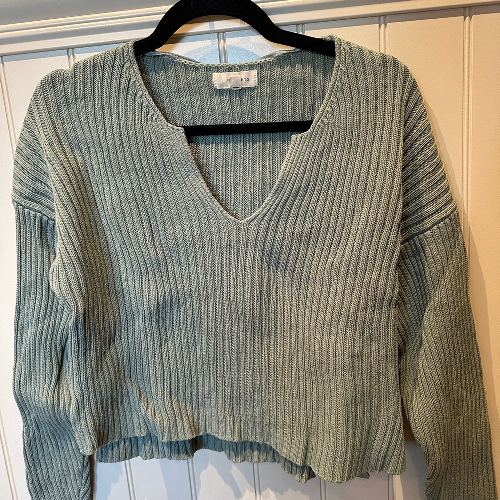 L.A. HEARTS Ladies Women’s Size Small Green Ribbed Knit V-Neck Sweater
